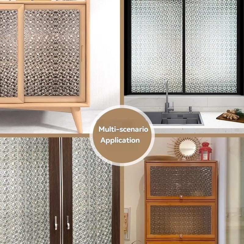 Classic Diamond Pattern Decorative Privacy Window Film, Static Adhesive PVC Glass Sticker, Suitable for Home and Office, Bedroom Living Room Kitchen