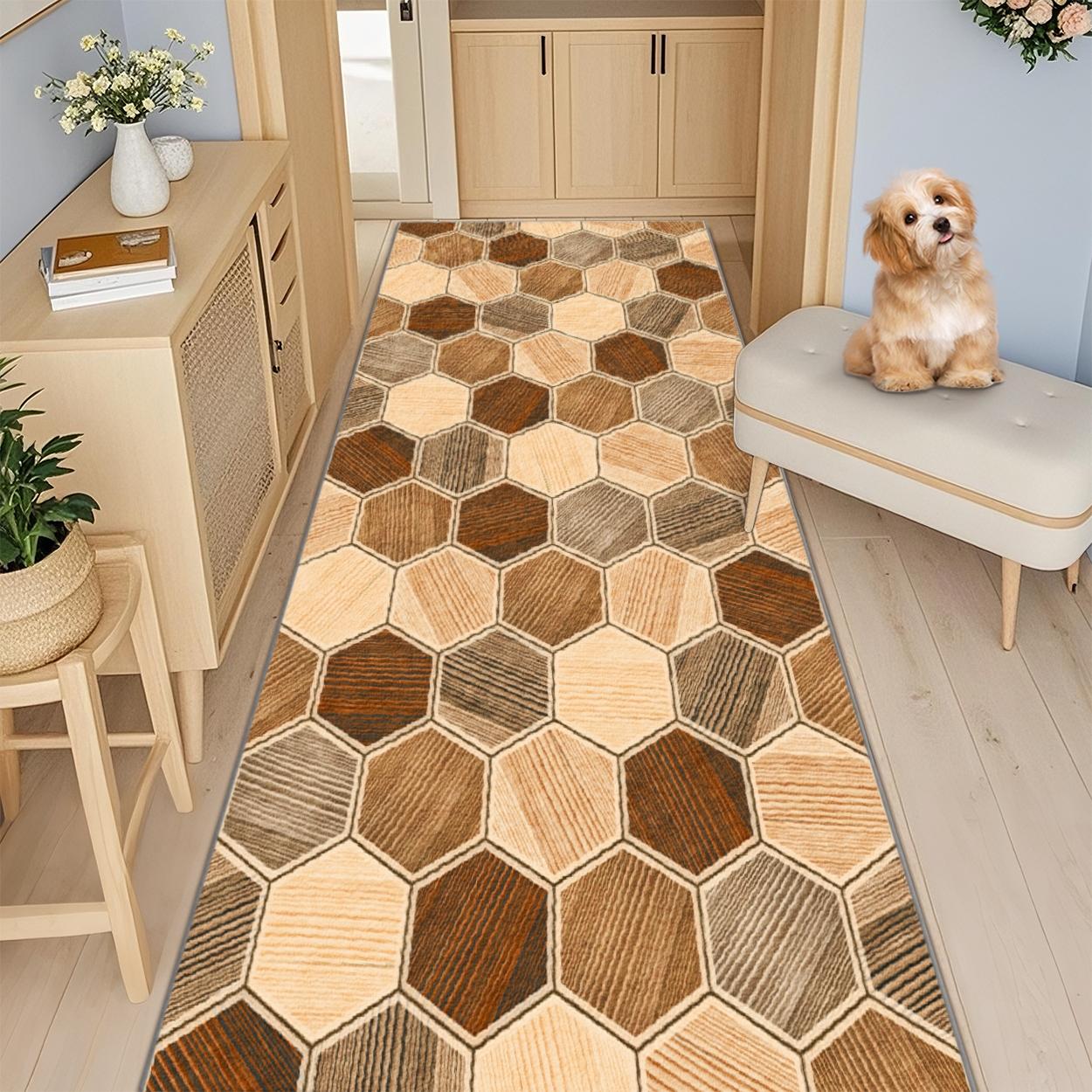 Velvet Soft Striped Rug, Modern Print Long Runner Carpet, Living Room Corridor Bedroom Mat, Multiple Sizes Available