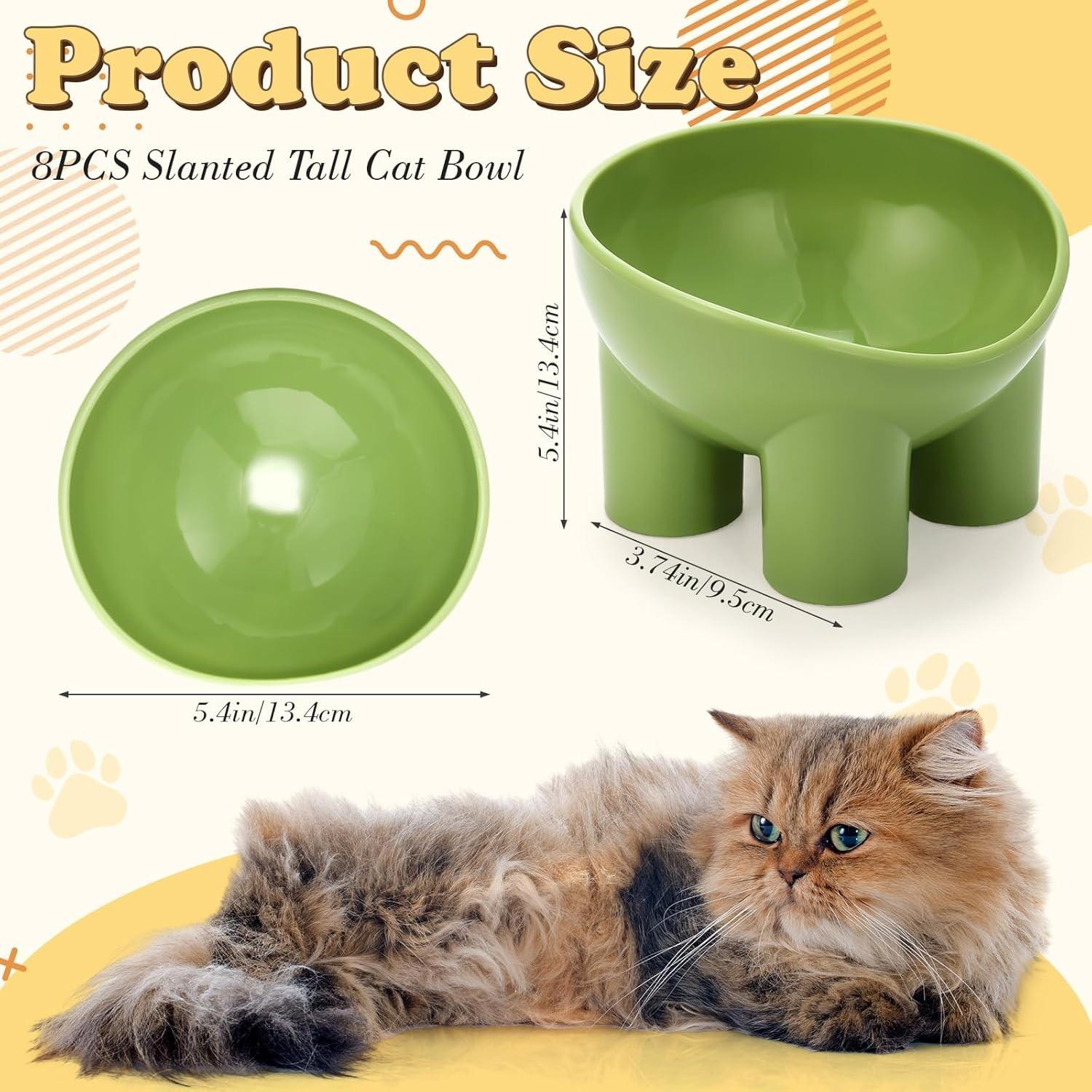 Pet Bowl Cat Dish, Large Water Bowl, Anti-Spill High Footed Bowl, Prevents Vomiting, Indoor Pet Food & Water Set, Blue