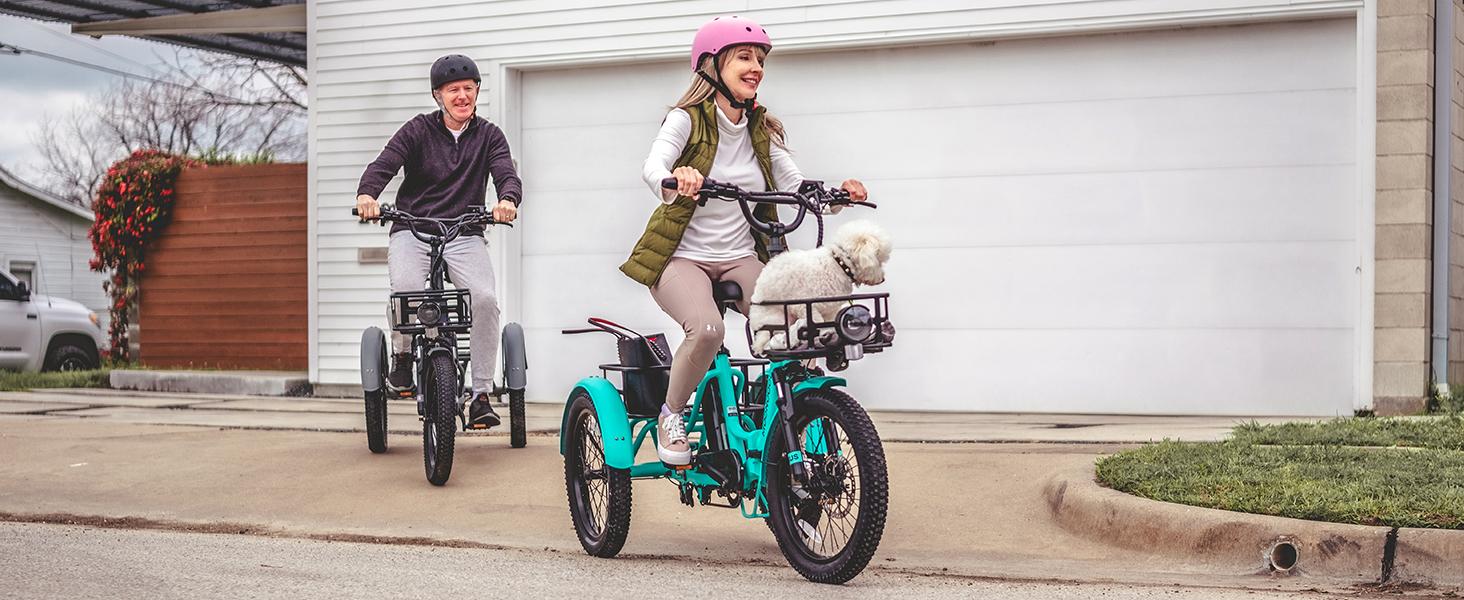 MOONCOOL TK1 Folding Electric Tricycle with Rack Bags , 750W Motor 48V Foldable Ebike Electric Trike for Adults, 20" Fat Tire 3 Wheel Electric Bicycle with Front & Rear Baskets