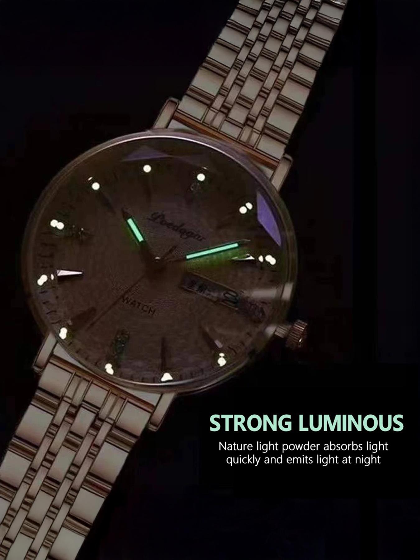 Poedagar Women's Watch Mesh Stainless Steel Rose Gold Simple Waterproof Luminous Women's Watch Casual Elegant Quartz Watch Luminous Pointer Watch Fashionable Stylish Watch