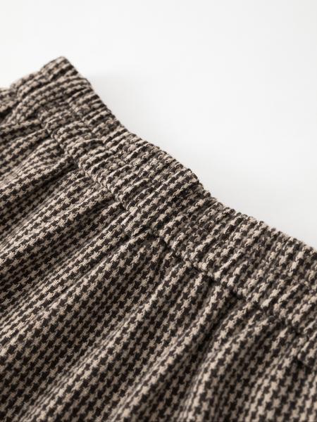 Women's autumn and winter thousand-bird pattern heavy-duty fabric pleated button elastic waist wide-leg trousers elegant split zipper work casual trousers suitable for any occasion autumn and winter essential women's trousers