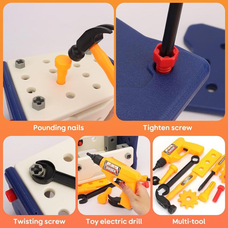 Kids Tool Set, Tool Box Kit for Kids，Tool Set with Drill,Pretend Play Construction Toys Tools for Boys Girls, Christmas Birthday Family Day Gifts，Best Birthday Gifts