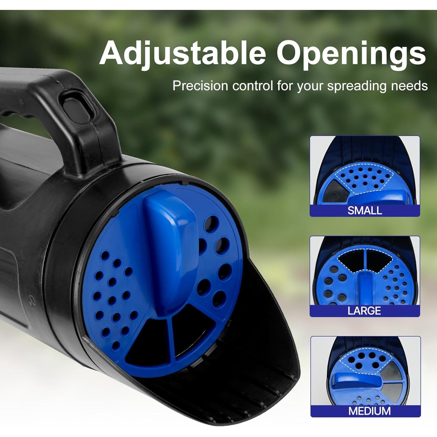 Handheld Spreader for Fertilizer, Grass Seed and Ice Melt, Multi-Use Seed Spreaders for Lawns with Adjustable Openings, 84 Oz Capacity Lawn Spreader for Yards and Garden Care
