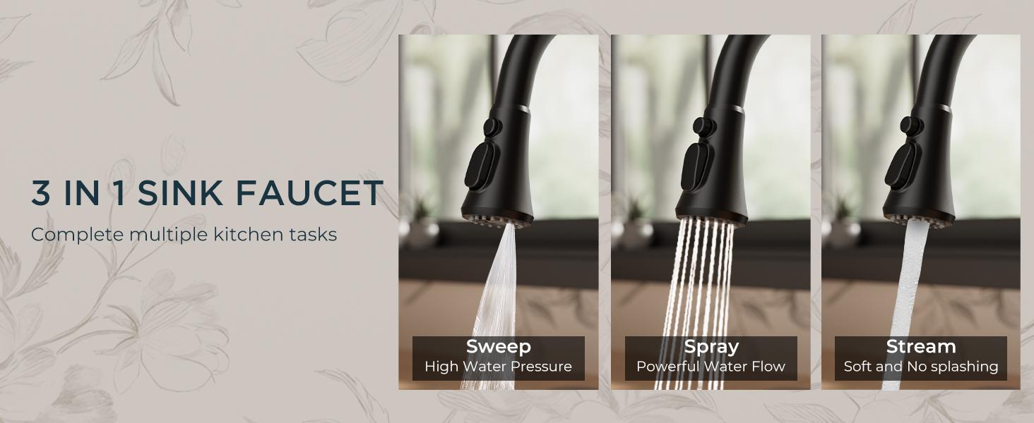 Forious Vintage Kitchen Faucet, Pull Down Sprayer, Oil Rubber Brown, High Arc Single Handle, Antique Stainless Steel, Fits 1 or 3 Hole