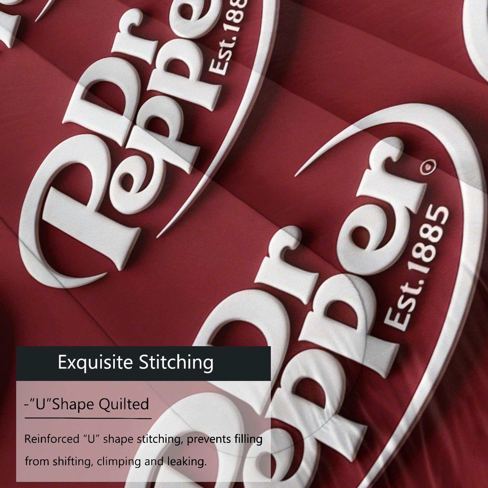 Dr.pepper Creative Design Quilt Set, Digital Print Bedding, Perfect for Young Adults' Bedroom Decor, Includes 1 Quilt and 1-2 Pillowcases