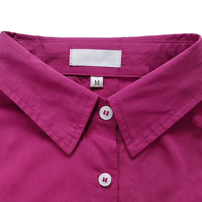 Joyfunear Women's Button Down Shirt & Wide Leg Pants Loungewear Set 2pcs Drop Shoulder summer women set long Pants