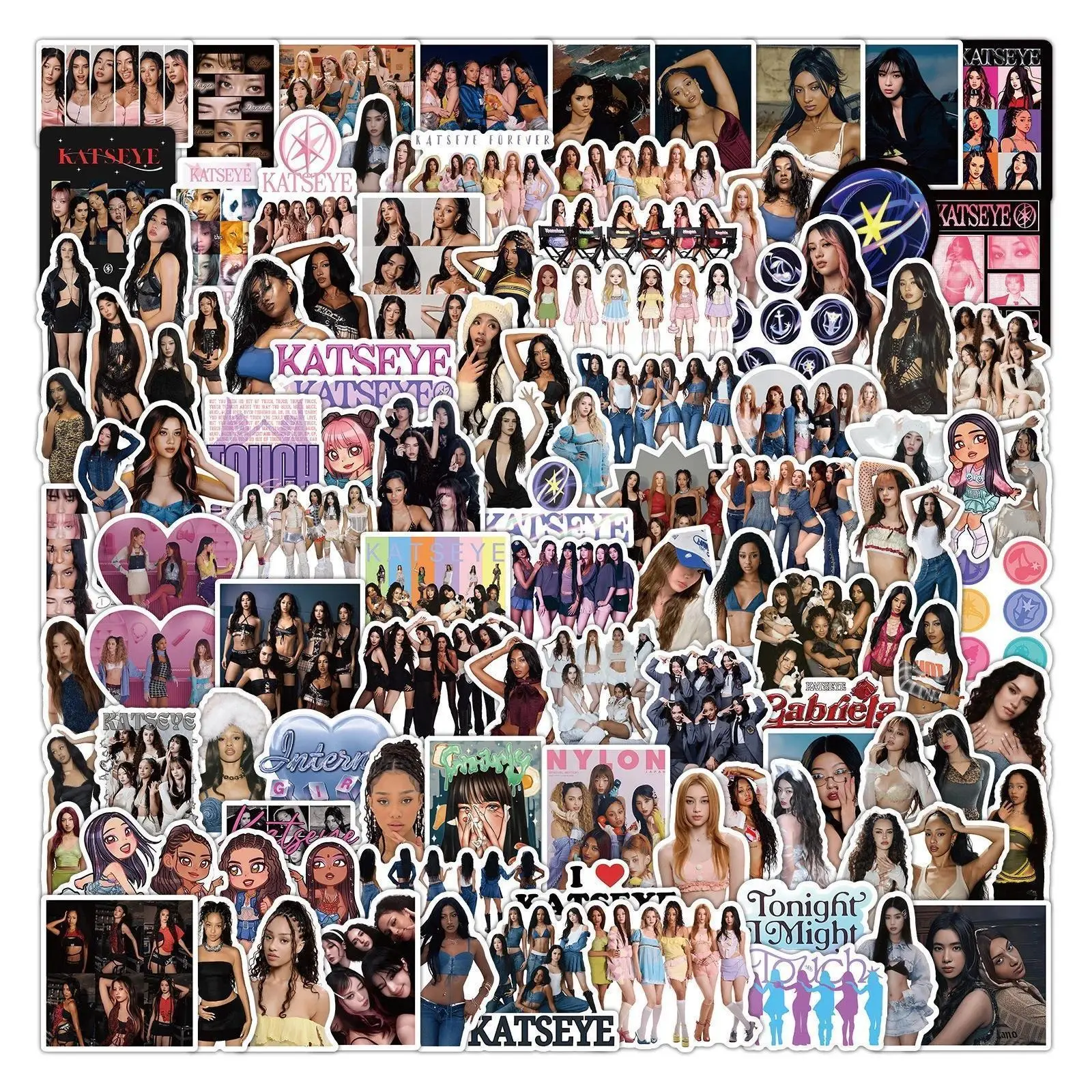 Katseye Set Phone Stickers - 50/100pcs New Kpop Girl Group Graffiti Cellphone Accessory, Waterproof Accessories for Luggage, Phones, Guitar