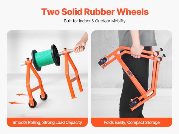 VEVOR Wire Spool Rack, 220 lbs Load Capacity, Portable Cable Caddy, Moveable Wire Rack with Wheels, Spool Holder, Up to 29.9 in Diameter, for Electrical Industrial and Retail Use, Working Efficiency