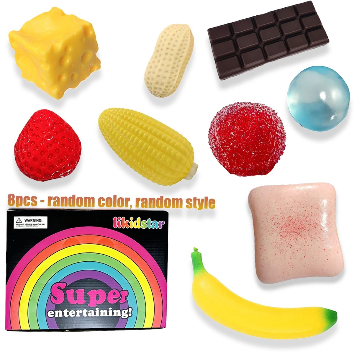 8pcs/set - Mysterious simulation fruit toast kneading box, blind box stress relief toy, sensory set, creative slow return kneading, prank friend party gift, with different styles, Squishy Fruit