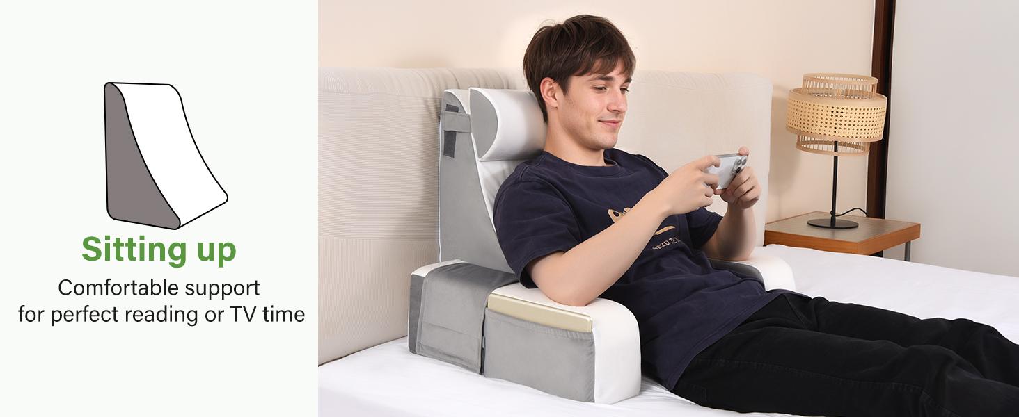Reading Pillows for Sitting in Bed Adult,Back Pillow for Sitting Up,Support Bed Chair with Arms,Comfortable Backrest Pillow for Working/Gaming/Resting in Bed&Floor,21" Ergonomic Memory Foam Supportive Memory Foam  #TikTokShopSpringGlowUp