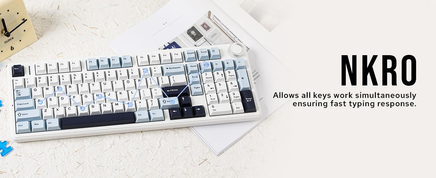 【BUY ONE GET ONE FREE】AULA F99PRO Gaming Keyboard,Gaming Keyboard Bundle,BT5.0/USB-C/2.4GHz Wireless,Hot Swappable Gasket Custom,8000mAH Battery