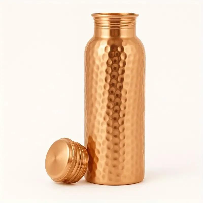 34 Oz (1000ML) Copper Water Bottle, Elegant Hammered Design, Leak-Proof Lid, Durable & Hygienic, Handmade in India, Reusable, Ideal for Fitness Enthusiasts
