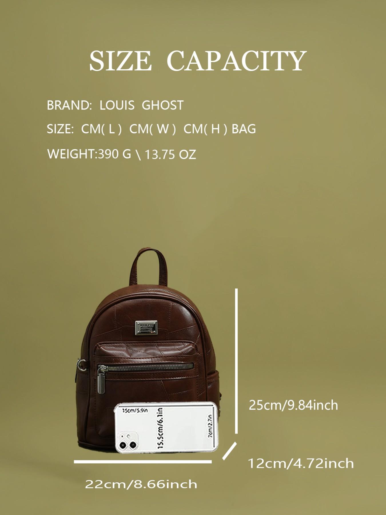 Patchwork leather mini backpack - Women's fashionable casual daily bag; Exquisite and small school schoolbag, with silver hardware and zipper pocket; Versatile soft PU leather backpack, suitable for travel, commuting and daily wear; Douyin best-selling fa