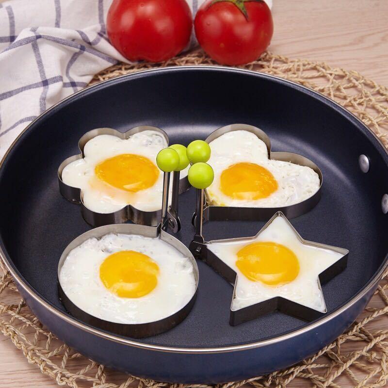 4 Piece Stainless Steel Egg Ring Mold, Non-Stick Egg Molds, Heart Shape Egg Maker, RV Kitchen Accessories, Restaurant Cooking Tools