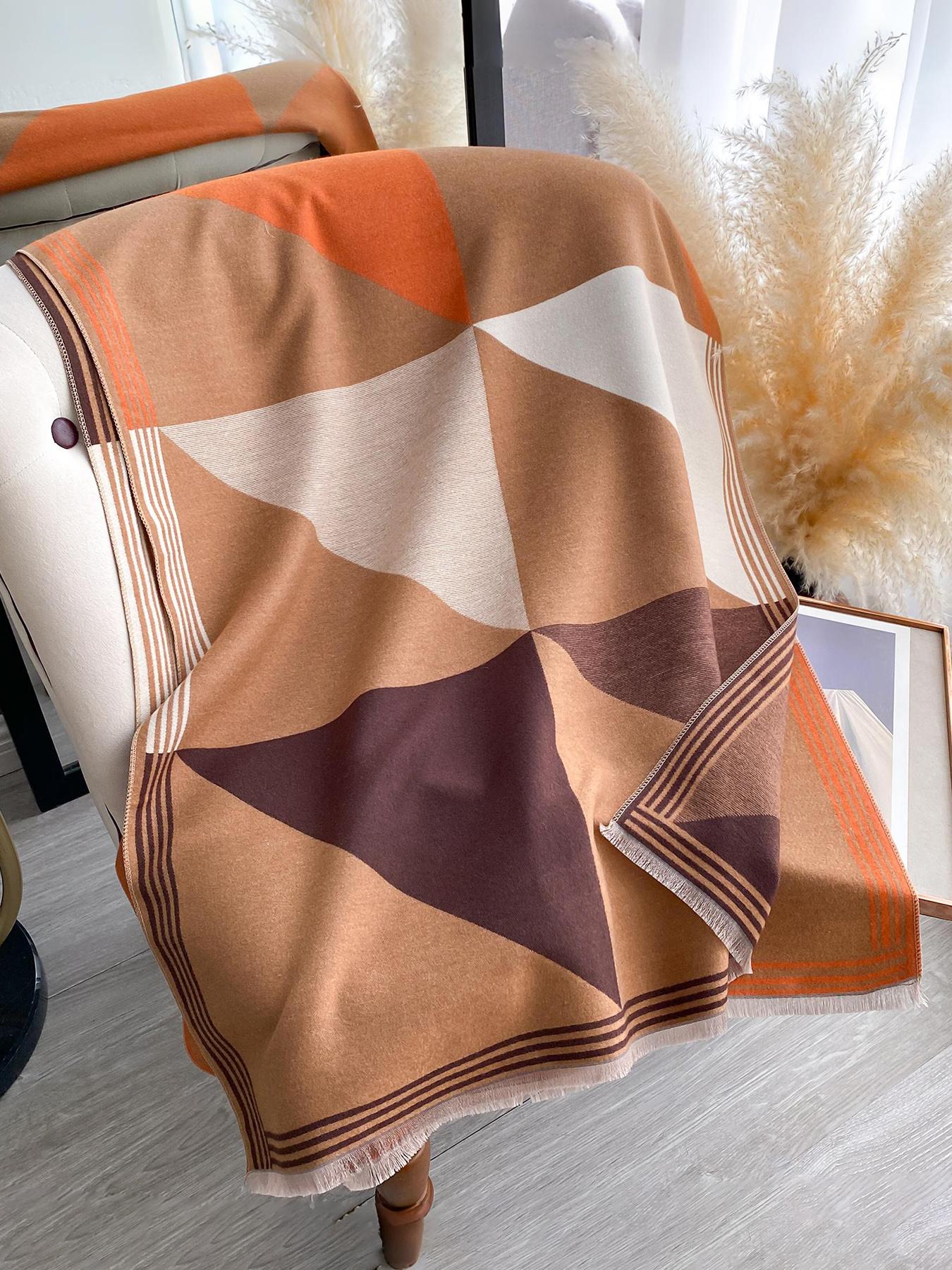 Colorful Patchwork Print Scarf, Soft Warm Shawl Wrap for Fall & Winter, Casual Fashion Accessory, Modern Daily Wear, Thick Woven Fabric
