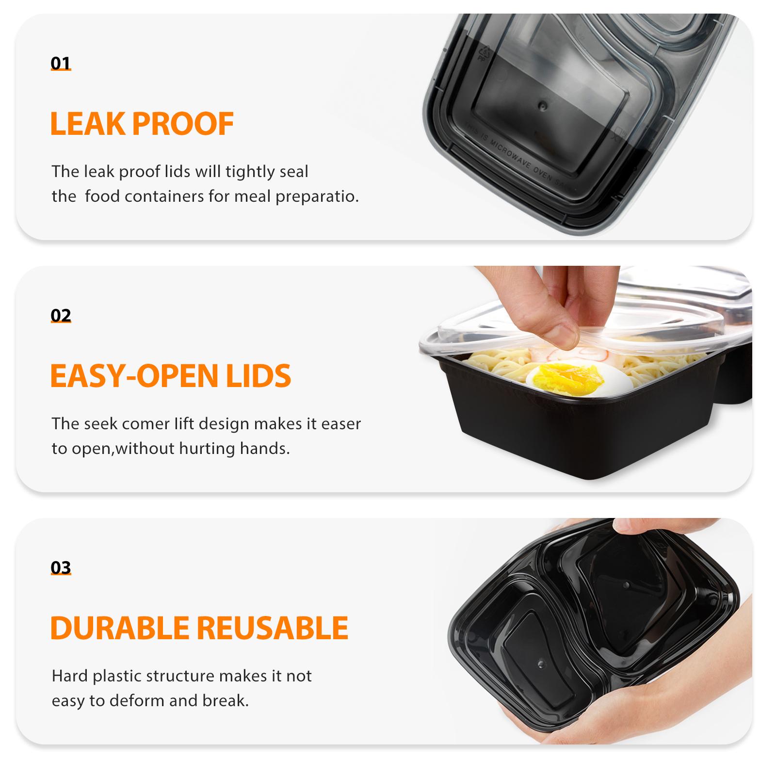 20 Pack Leakproof Meal Prep Container Food Storage Lids Stackable Disposable Food Containers Tray Food Clamshell Containers Clear Take Out Boxes with Lids Stackable Leakproof Microwave & Freezer Safe Meal Box Set