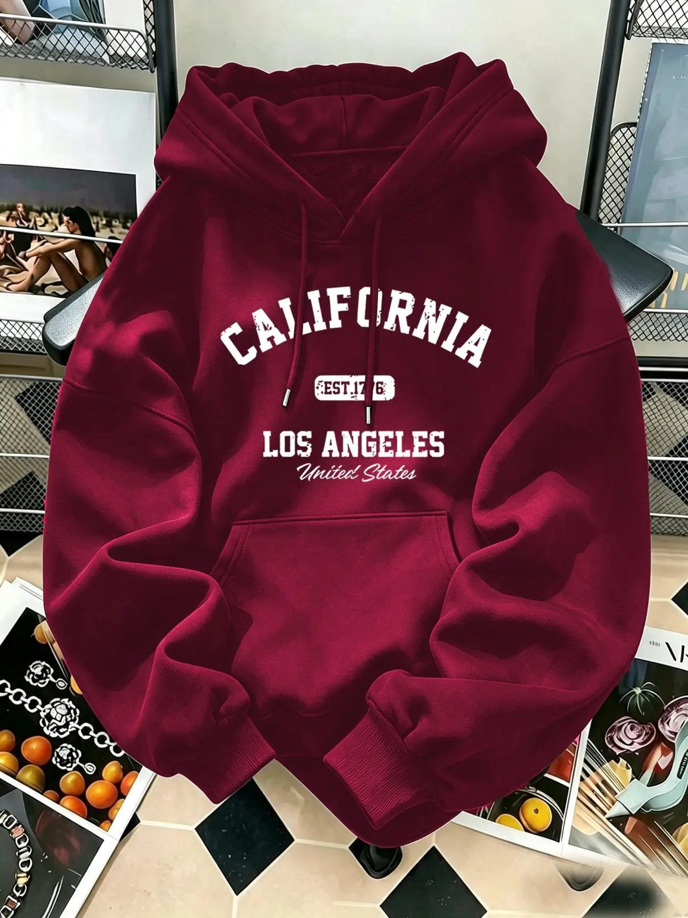 Women's California Letter Print Long Sleeve Hoodie, Casual Sporty Fashion Pullover, Soft Comfortable Fabric, Fall Winter Wear
