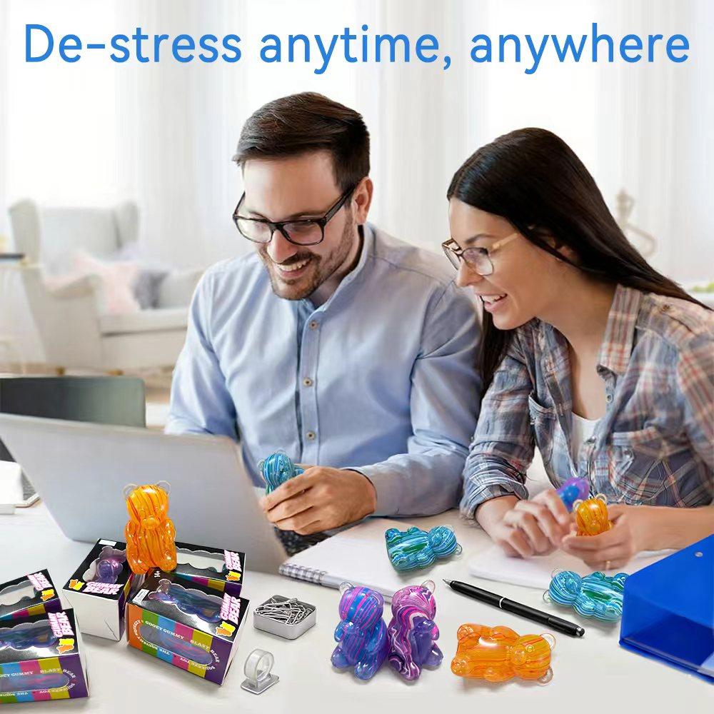 Cute Bear-Shaped Squeeze Sensory Stress Relief Toy, Soft Gel Fluid Teddy, Anxiety Reducing Ball, Birthday Gift, Party Filler, Decompression Squeeze