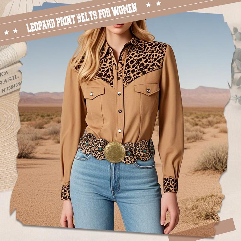 XZQTIVE Western Leather Belts for Woman Concho Cowgirl Cowboy Disc Belt for Ladies Wide Boho Country Waist Belts for Dress