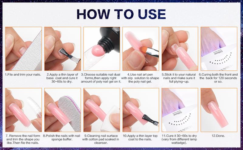 Morovan Poly Gel Nail Kit - with Drill and 48W UV/LED Lamp Professional Extension for Beginners Luminous Everything Bulide Kits Art Tools Starter Supplies