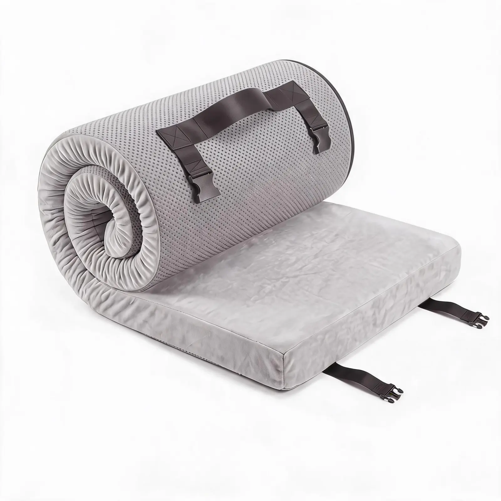 3-Inch Multi-Size Portable Roll Memory Foam Camping Mattress, Floor Sleeping Mat with Removable Washable Cover, Non-Slip Bottom for Camping, SUV Guest Use