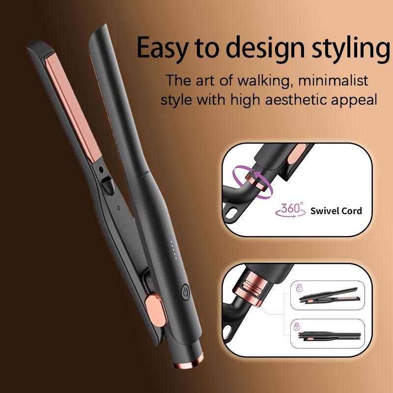 Portable Mini Hair Straightener, Straight and Curly Two-in-One Styling, Hair Styling Tool, Flat Iron for Short Hair