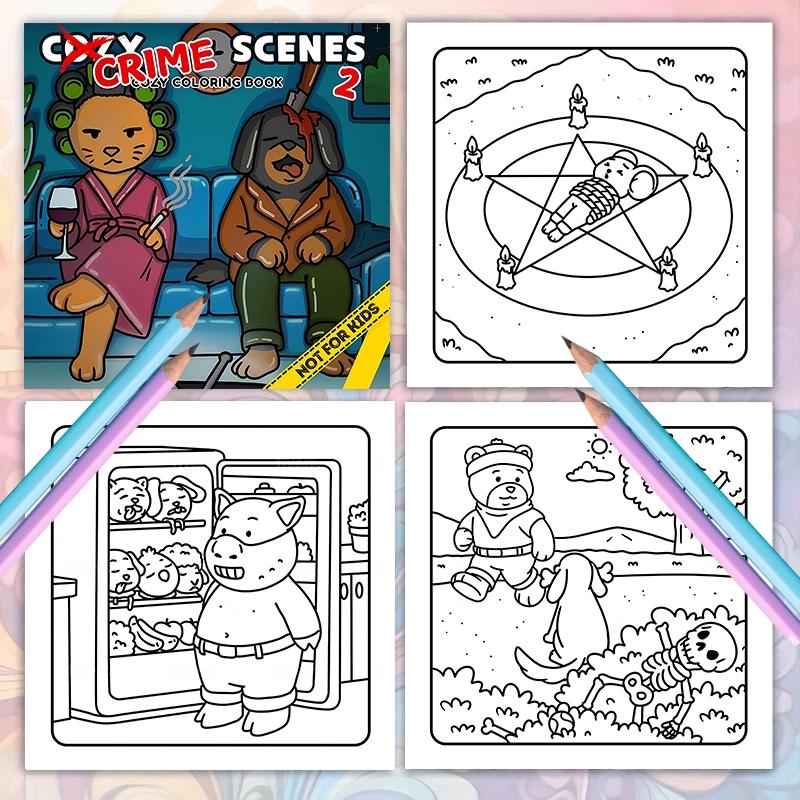 Crime Scene Coloring Book, 20 Fun Crime Mystery Pages, Creative Relaxation Sketchbook for Friends Gatherings, Vibrant Illustrations for Stress Relief