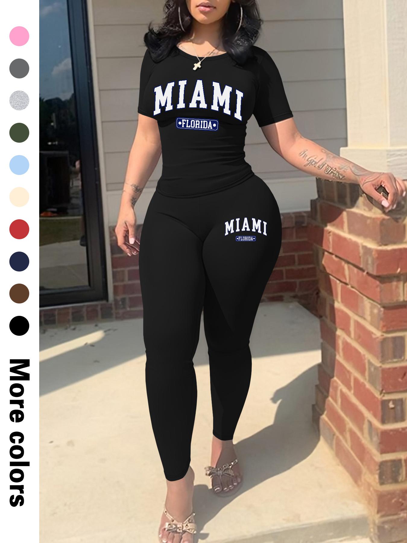 Two-Piece Set Women's Plain Crop Top & Skinny Pants, Casual Fashion Cozy Breathable for Daily Wear, Ladies Summer Clothes