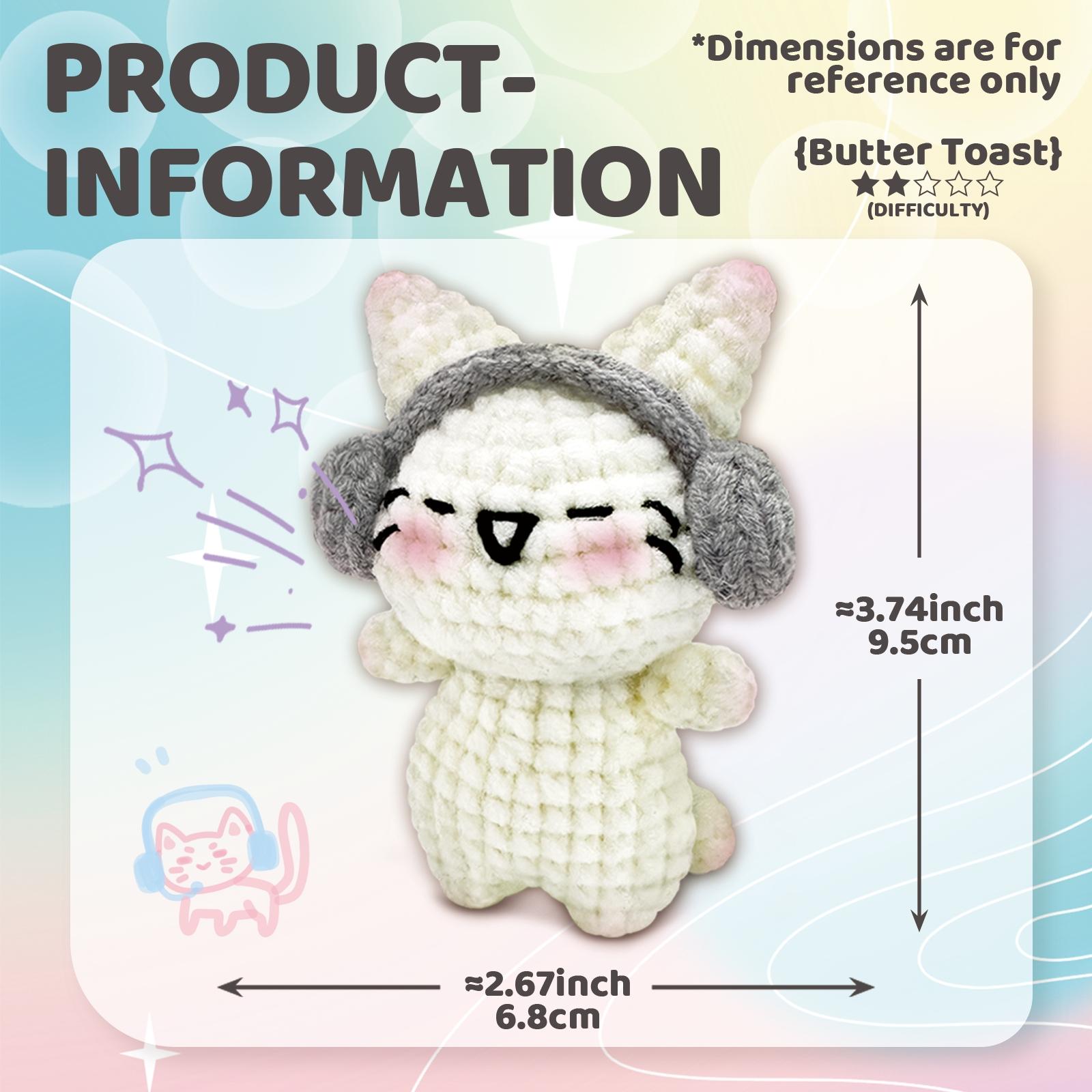 1pc YAMAXIN Headphone Kitten Crochet Set, Mixed Color, Fabric, Animal Crochet Kitwith Step-by-Step Video Tutorials, Crochet Gifts