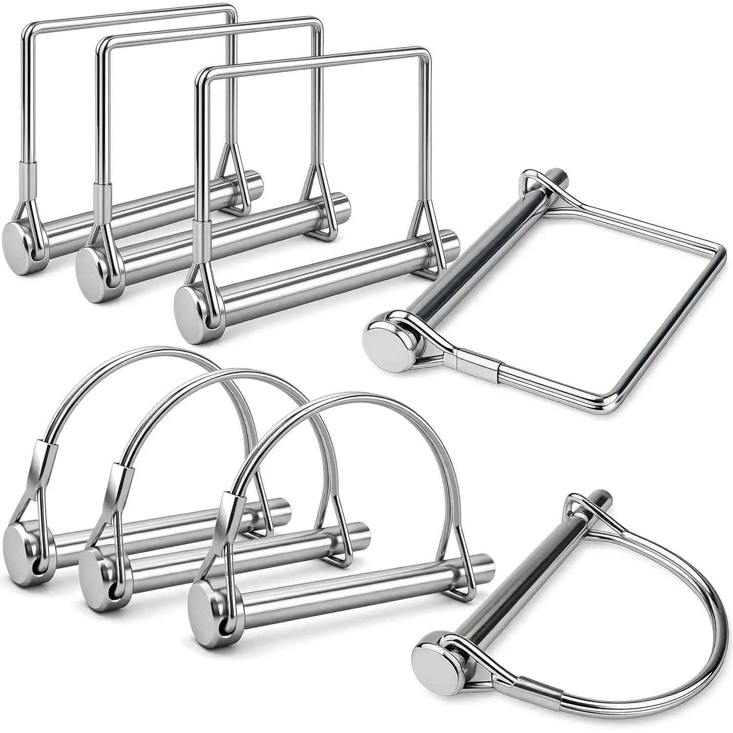 8-Pack  Hitch Pin 1/4 x 2-3/4", Wire Lock Pin,