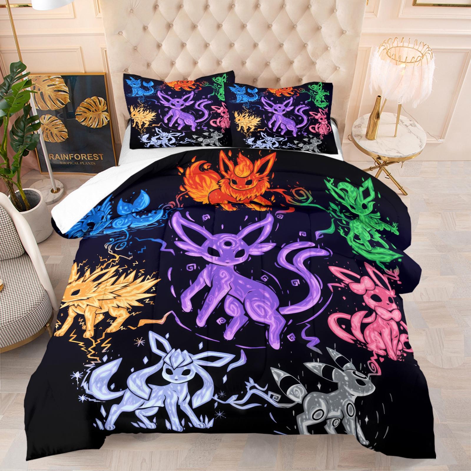 Pikachu Pattern Comforter Set, Soft And Durable Bedding Set, Includes 1 Quilt And 1 Or 2 Pillowcases, Daily Holiday Birthday Gift Bedroom Decoration For Kids And Adults