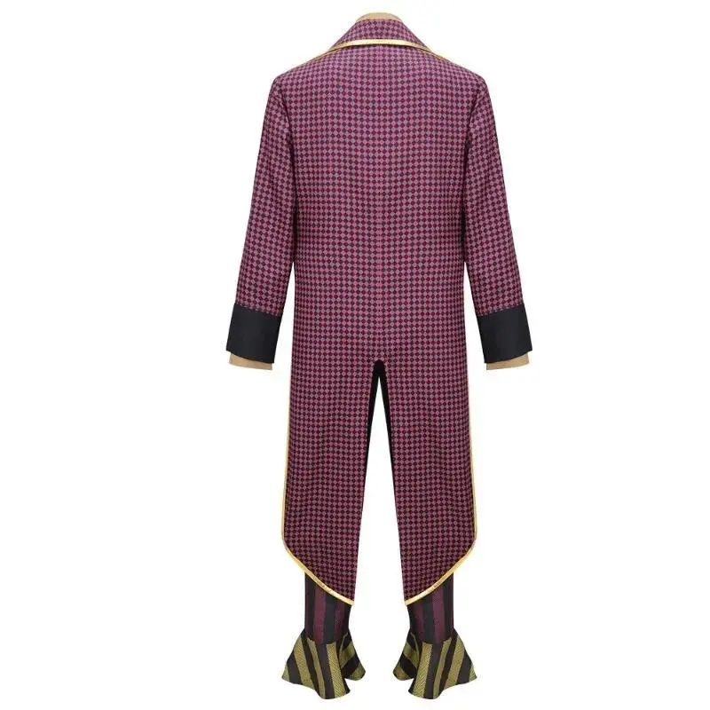 Halloween Men Clown Uniform Cosplay Costume Game Daylight Fantasia Coat Pants Bowtie Outfits Carnival Party Disguise Adult Suit