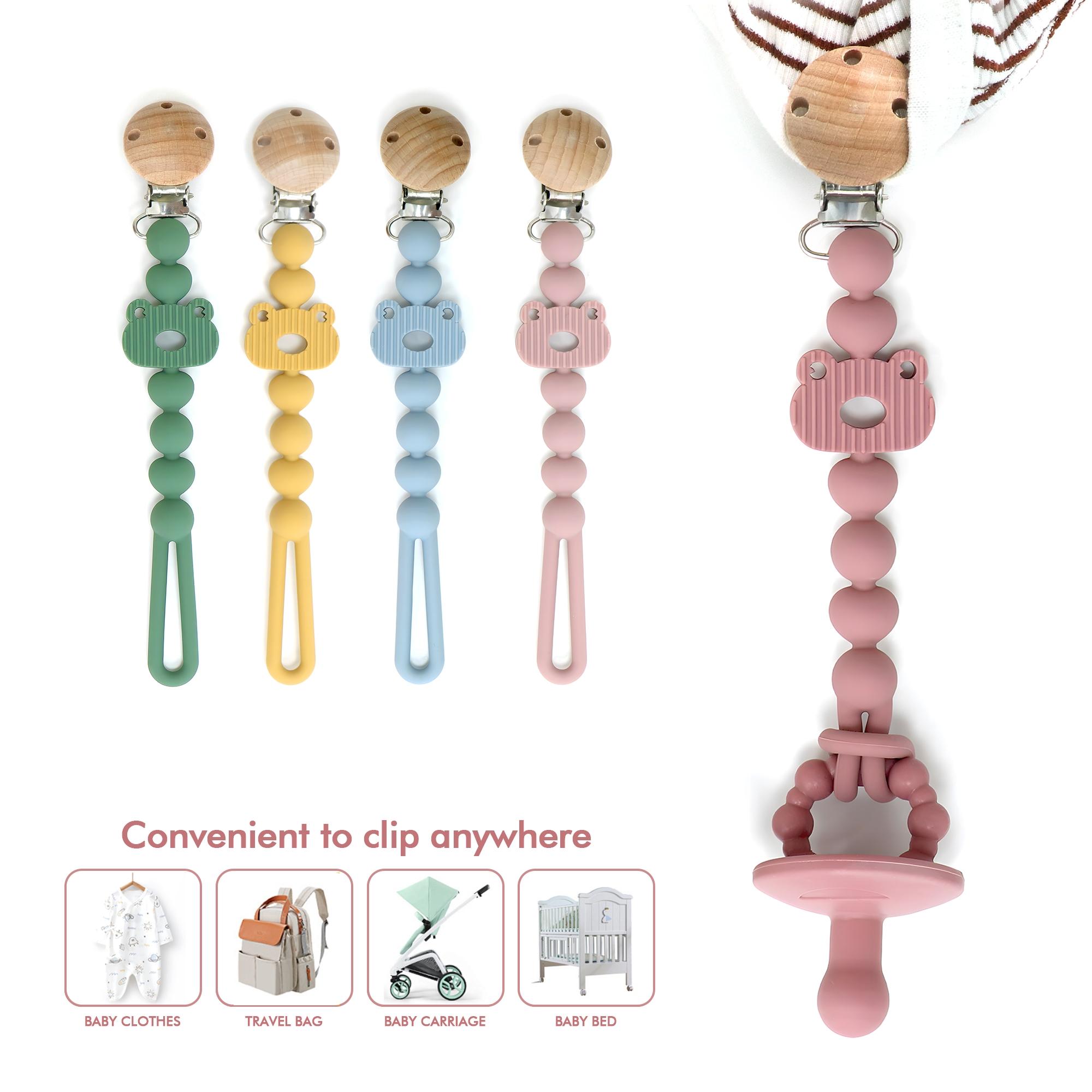 Silicone Pacifier Clip, Frog Shape Pacifier Holder, Suitable for Boys and Girls, Relieves Teething Pain, Baby Essential, Safe for Newborns