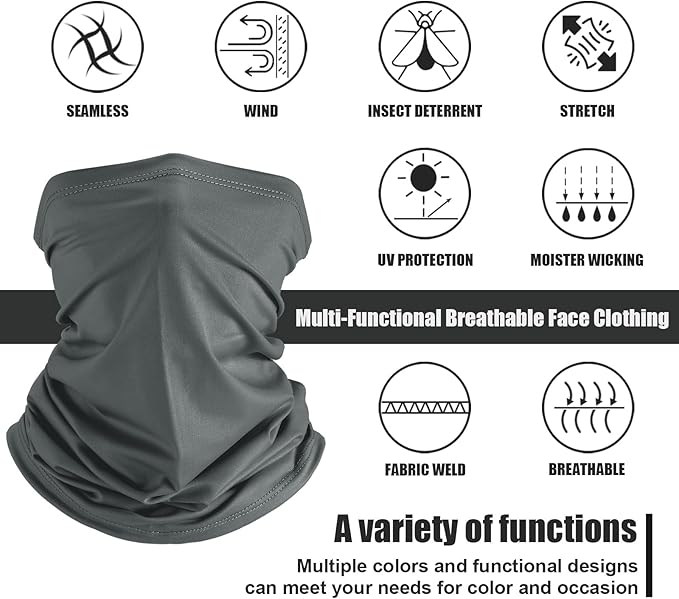 6pcs Winter UV Protection Cooling Neck Gaiter Face Mask Men Women Seamless Bandana Rave Face Cover Scarf Mask, Balaclava, Headband, Head Wrap, Great for biking, fishing, climbing, and construction work, American & Mexican Headwear