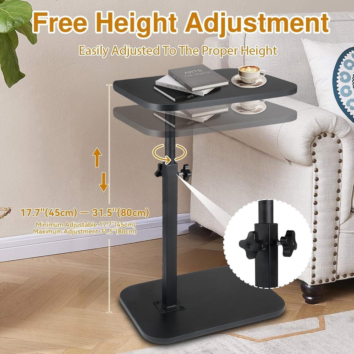 Portable Standing Desk for Home, Height Adjustable & Flipable, Sit Stand Dual Use, Bedside Tea Storage, Practical Furniture, Holiday Gift