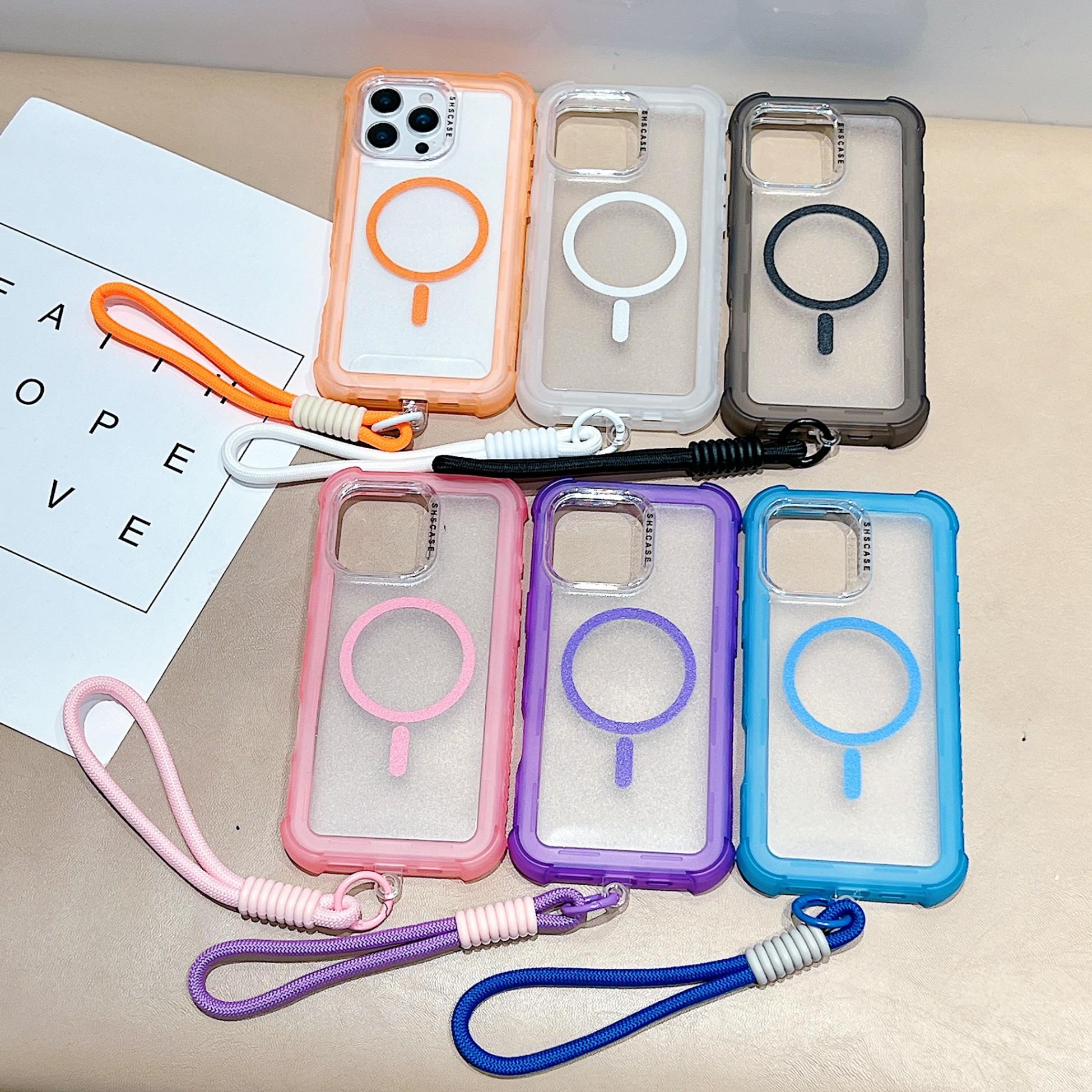 One new transparent matte iridescent case for MagSafe phone of Apple 17 Pro Max. Also suitable for 16 Pro hanging strap. Comes with 4 corner thickening for shock protection for 16/15 Pro Max/13 Pro. Comes with a protective case.
