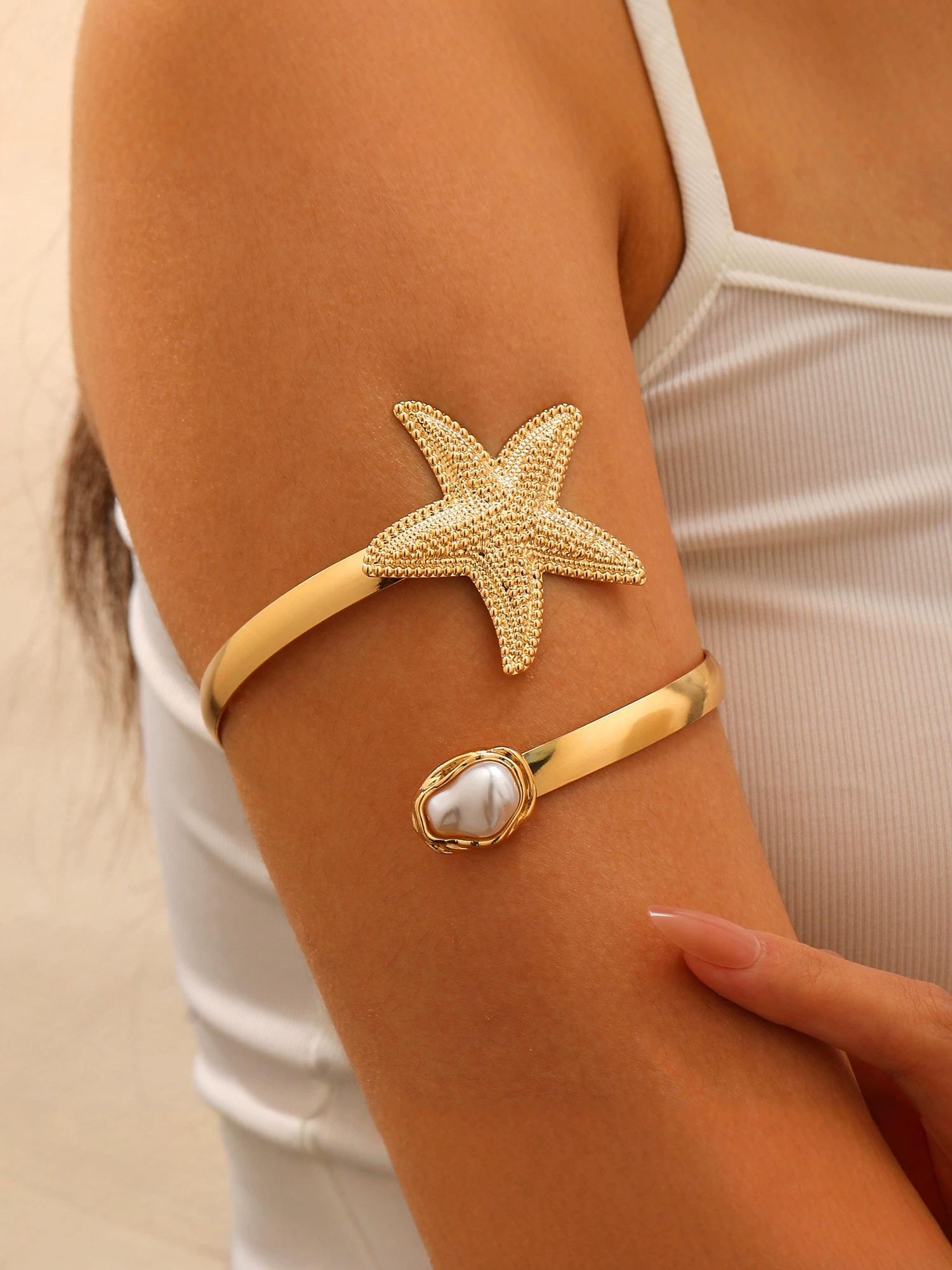 Oceanic Starfish Bracelet, Greek Style Vacation Accessory, Perfect for Long Dresses/swimsuits, Island Holiday Photo Prop, Gift for Friends/lovers