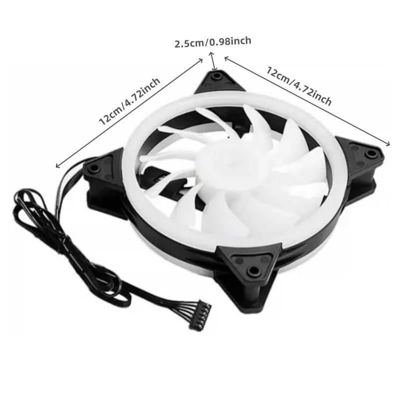 AEITTO PC Case Cooling Fan Light Synchronization RGB Case Fan 4.72 inch Silent Powerful Cooling Low Noise Cooling Desktop Computer Cooling Fan, 6-pin Interface Fan - Suitable for Desktop Tower Cooling