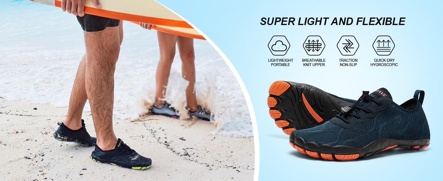 HIITAVE Men 5 Wide Toes Barefoot Lightweight Breathable Water Creek Shoes Beach Aqua Quick Dry for Outdoor Sport Hiking Swiming Surfing