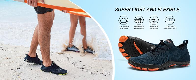 HIITAVE Men 5 Wide Toes Barefoot Lightweight Breathable Water Creek Shoes Beach Aqua Quick Dry for Outdoor Sport Hiking Swiming Surfing