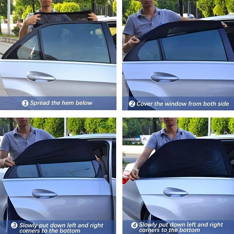 4-Piece Car Window Sunshade Set, Front and Rear Privacy Screens, Easy Installation, Breathable Material, UV Protection, Anti-Glare, Insect Repellent, Fits Most Vehicles, Suvs