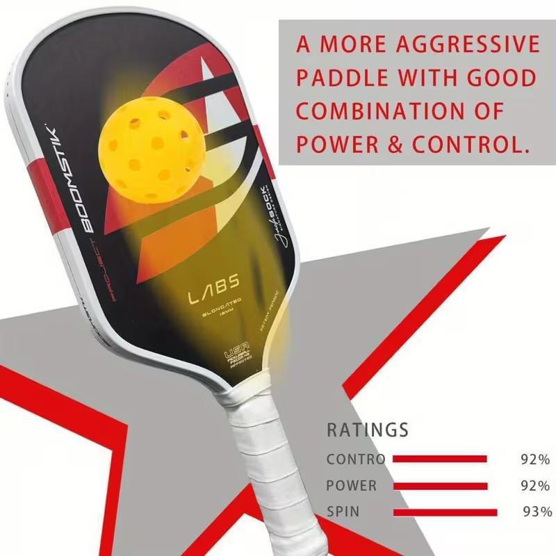 Boomstik Carbon Fiber T700 Pickleball Paddle, Foam Core for Better Control, 16mm Thick Hot Formed, High Friction Surface, Ideal for Competitive Players
