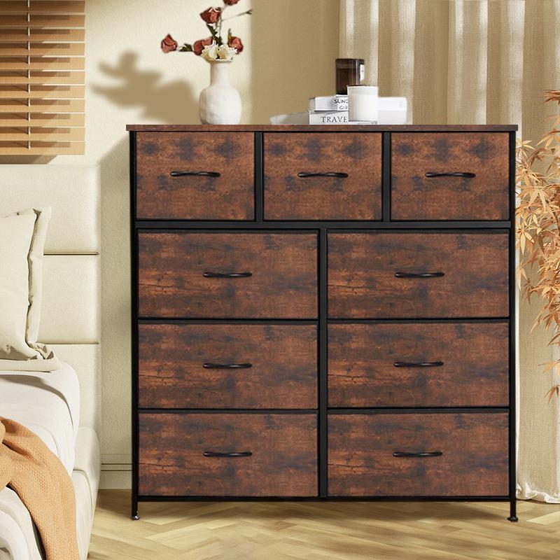 9 Drawer Dresser for Bedroom, Fabric Tall Dressers & Chests of Drawers, Organizer Storage Tower for Bedroom, Living Room, Hallway, Closet, Girls, Bedroom Furniture, Dresser Cabinet, Storage Shelf