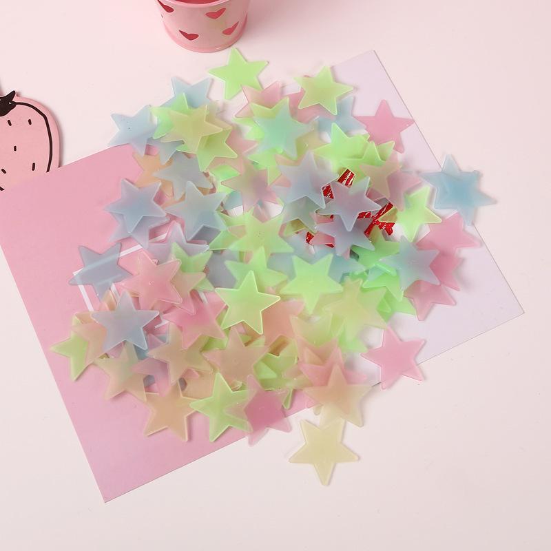 100pcs Colorful Glow-In-The-Dark Stickers, Fluorescent Star Wall Decals, Home Art Decor, Ceiling & Wall Decoration, Bedroom Room Decor