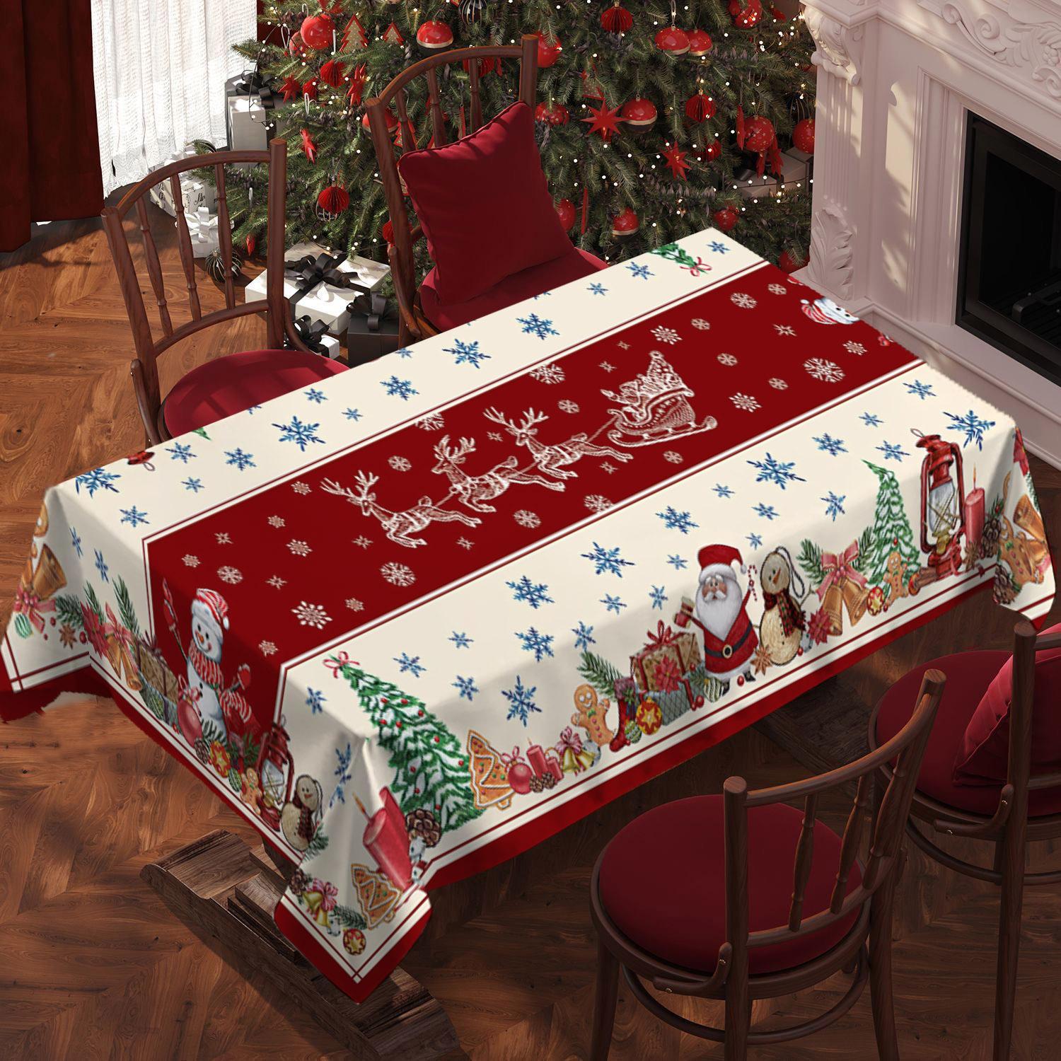 Rectangular Christmas Tablecloth, Gingerbread Man Snowman Design, New Year Party and Dinner Decorations, Best Christmas Gift