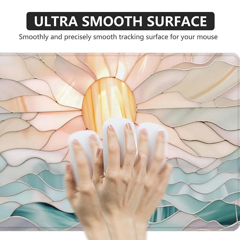 Extra Large Sunlight Waves Mouse Pad Pastel Colorful Gaming Mouse Pad 35x16 Inch Extended Mousepad Computer Keyboard Mousepad Suitable for Families, Offices and Schools. Perfect Gift for Family Members and Friends