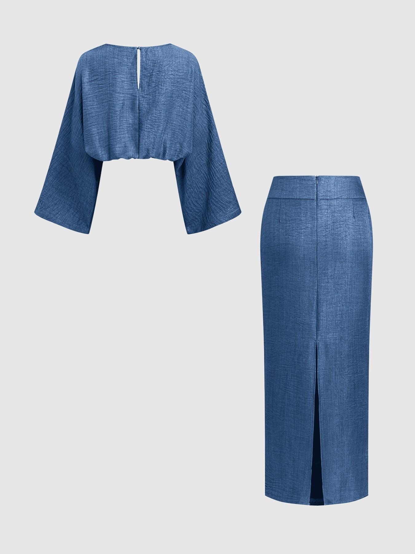 Women's Stylish Loose-Fitting Casual Two-Piece Set, Spring & Fall Comfortable Long Skirt with Waist Definition and Pocket one pocket Women's Stylish Loose-Fitting Casual Two-Piece Set, Spring & Fall Comfortable Long Skirt with Waist Definition and Pocket one pocket