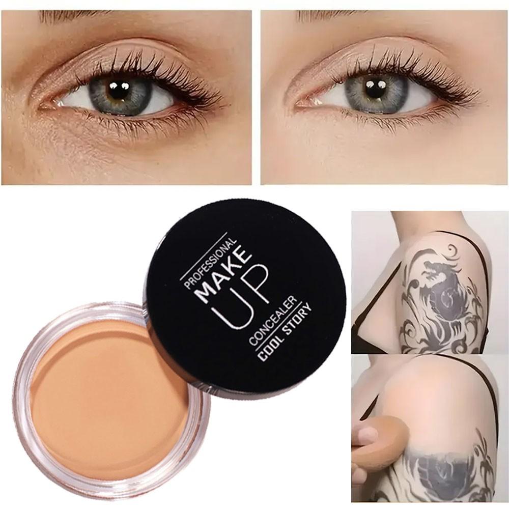 Waterproof Full-Coverage Concealer Cream, Matte Finish, Covers Blemishes, Dark Circles, Tear Lines, Long-Lasting, Super Coverage, 7 Colors Available