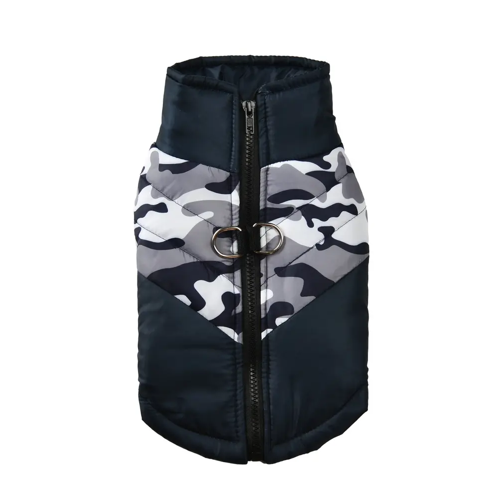 Pet Warm Thick Clothing, Stand Collar Pet Jacket, Easy-On Back Zipper, Dual D-Ring Harness, Loose Fit, Multiple Colors, Small Dogs Cats